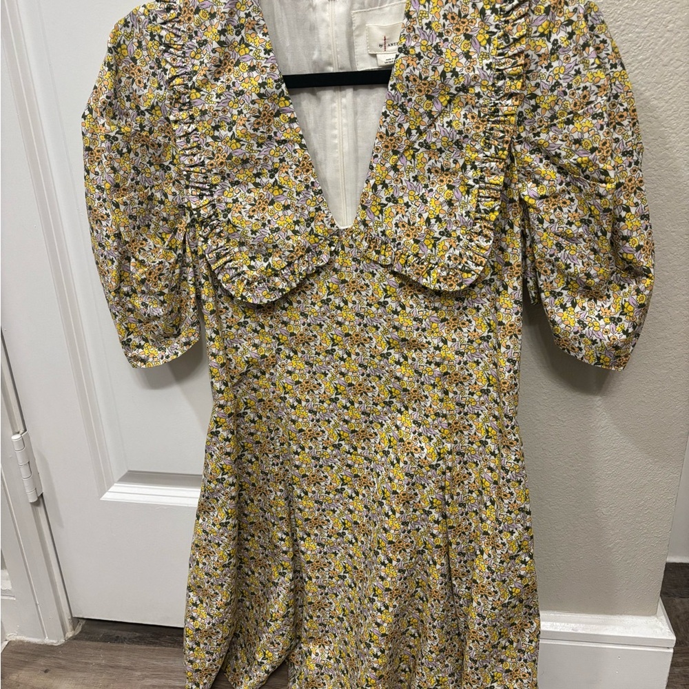 Anthropologie Yellow Floral Mini Dress